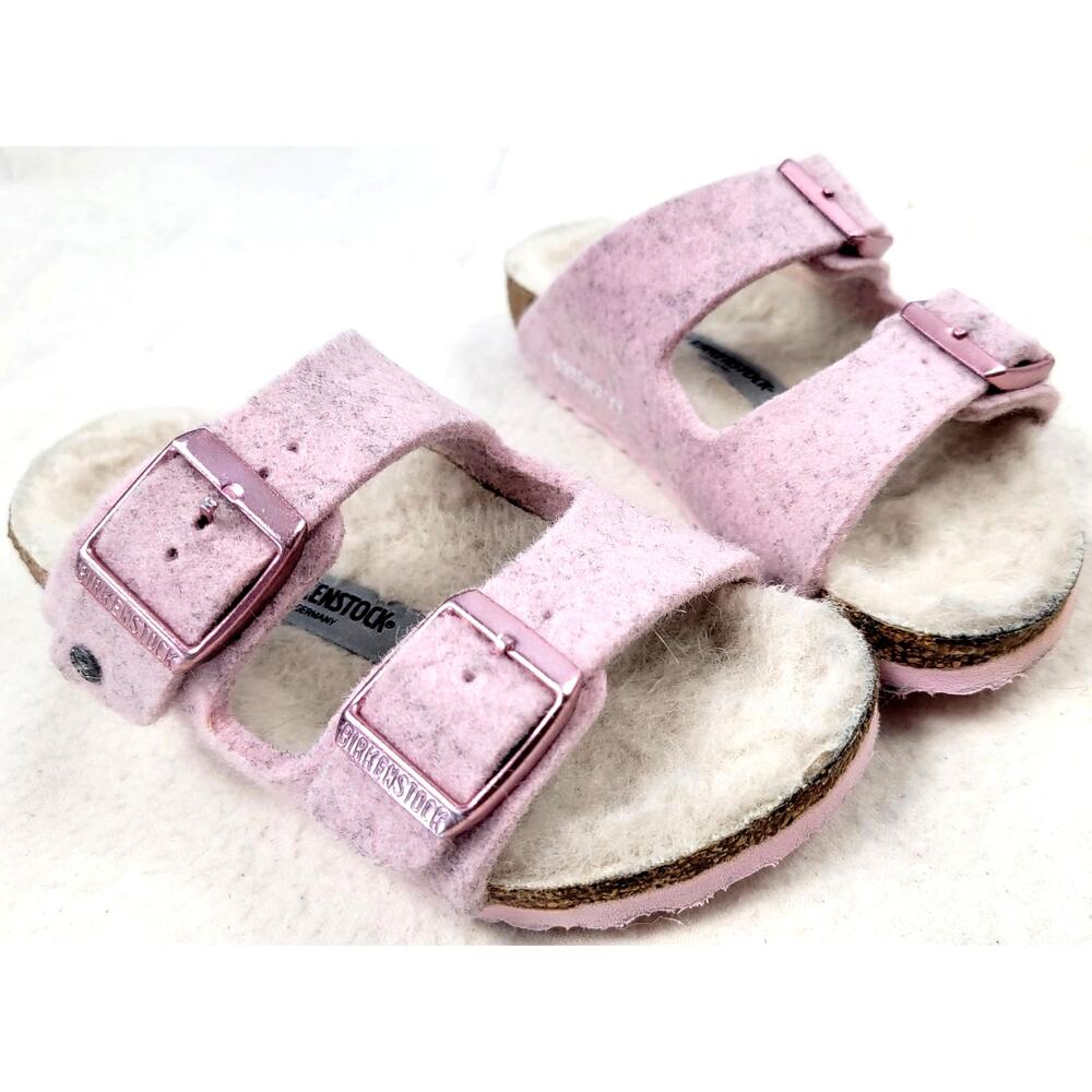 Birkenstock Arizona Shearling Pink Suede Sandals Kids 26